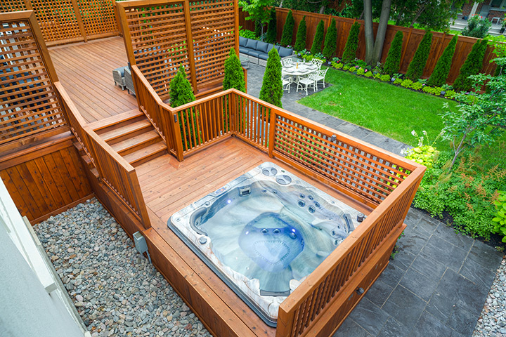 hot tub with decking